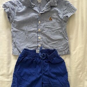 GAP Blue Striped Button Down Shirt for Kids